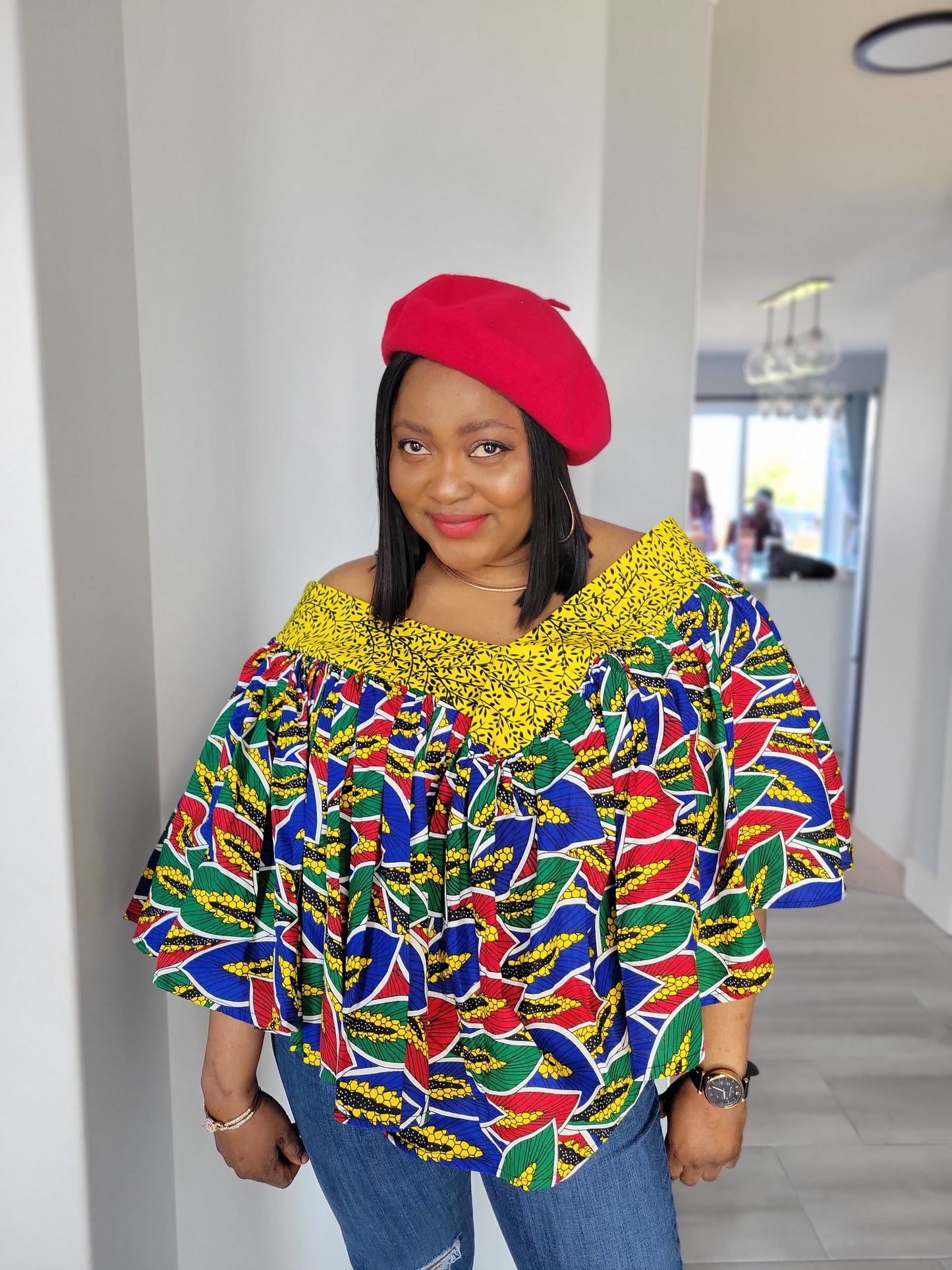 Ara yellow design cape top