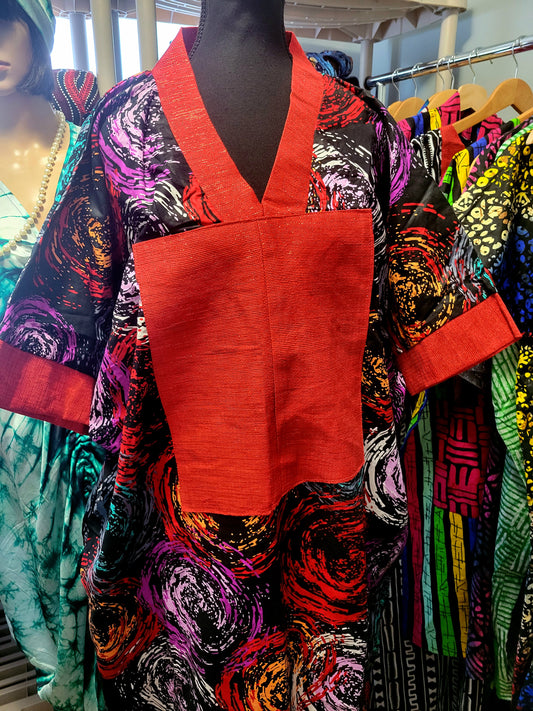 Spiral Ankara Aso oke mix Kaftan