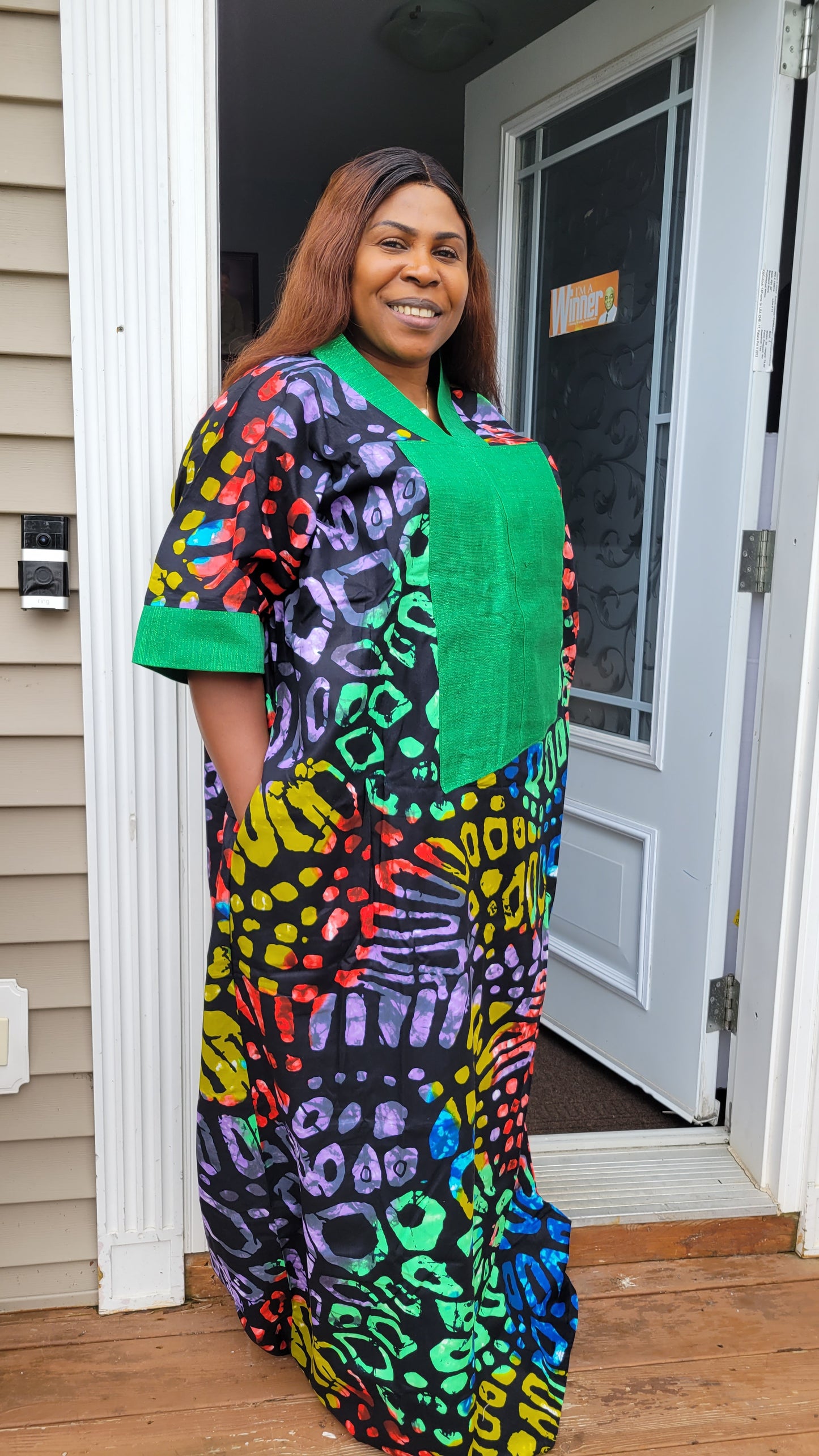 Ebun Adire Aso Oke mixed Kaftan