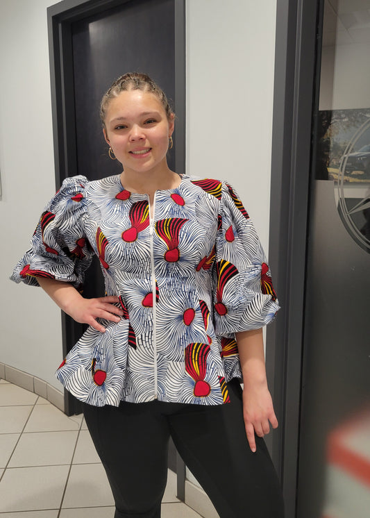 Bella Peplum Balloon Sleeve Blouse