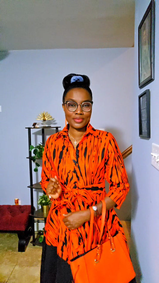 Abby Corporate Flared Dress - Orange