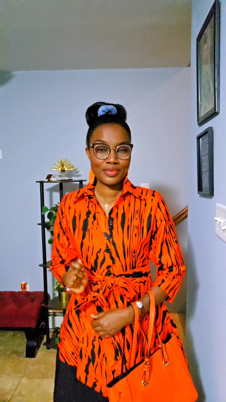 Abby Corporate Flared Dress - Orange