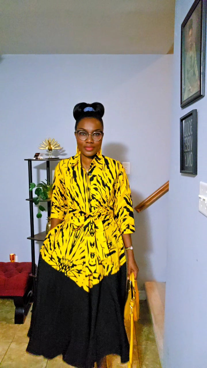 Abby Corporate Flared Dress - Yellow