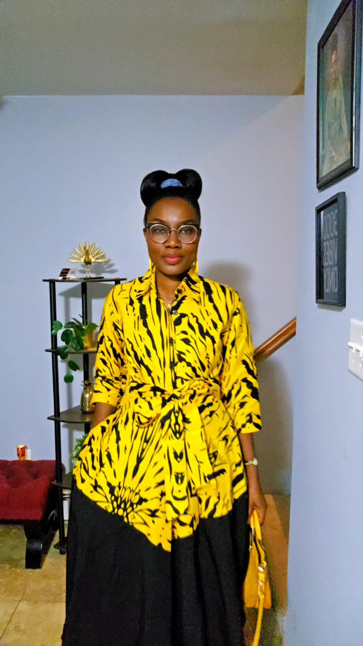 Abby Corporate Flared Dress - Yellow
