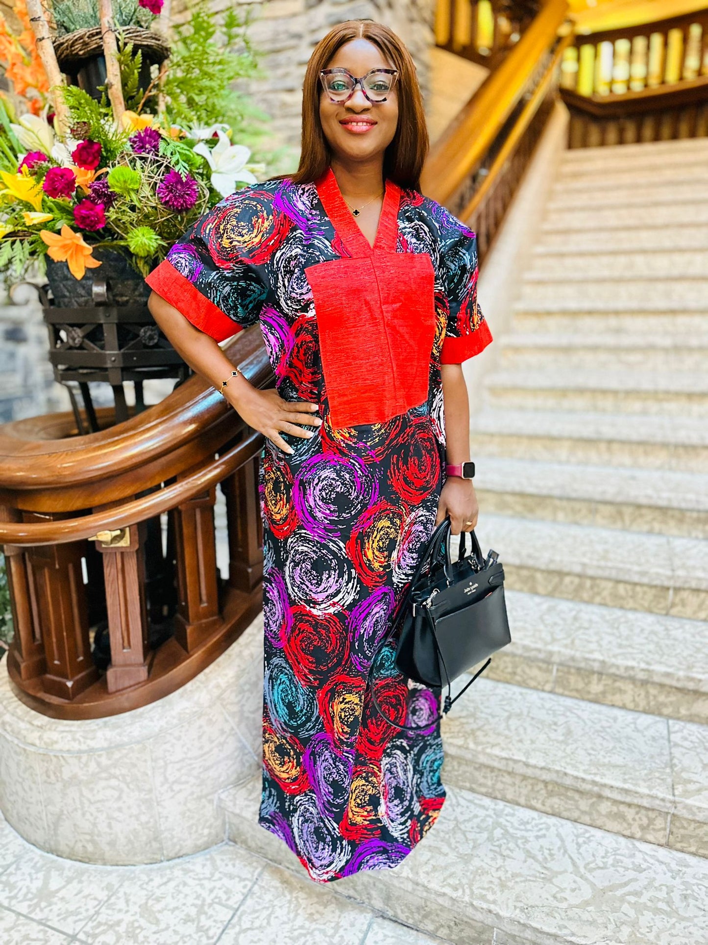 Spiral Ankara Aso oke mix Kaftan
