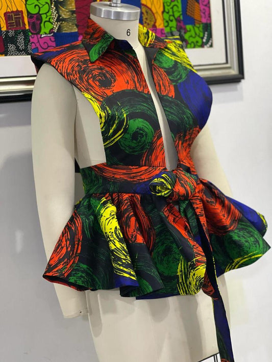 Beauty spiral red spiral sleeveless top