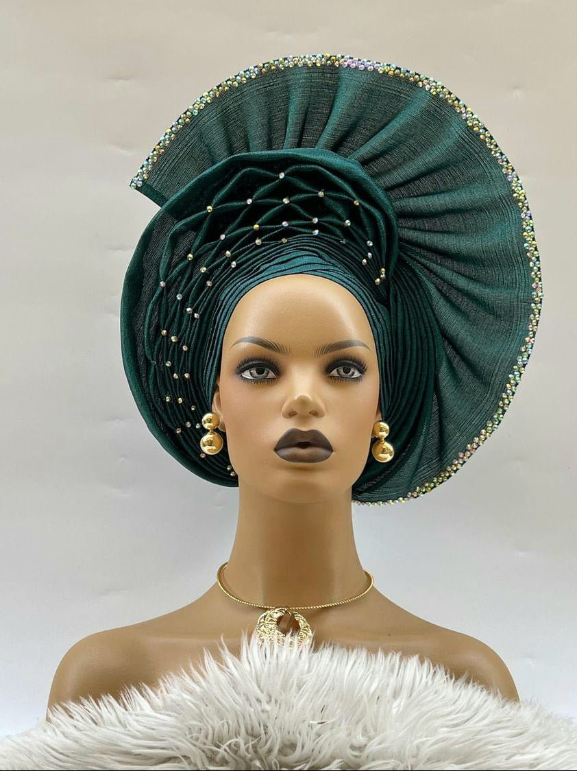 Celebrity Stoned Emerald Green Autogele Headwrap