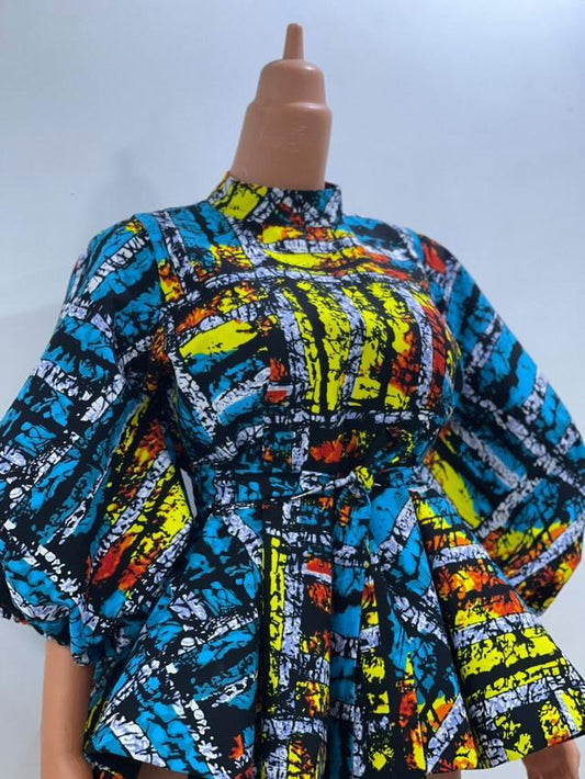 Shade peplum blouse blue