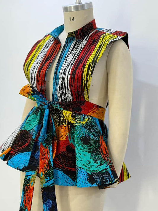 Tiara Sleeveless Peplum Classy Top