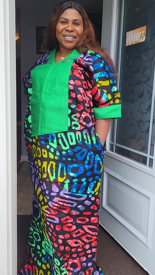 Ebun Adire Aso Oke mixed Kaftan