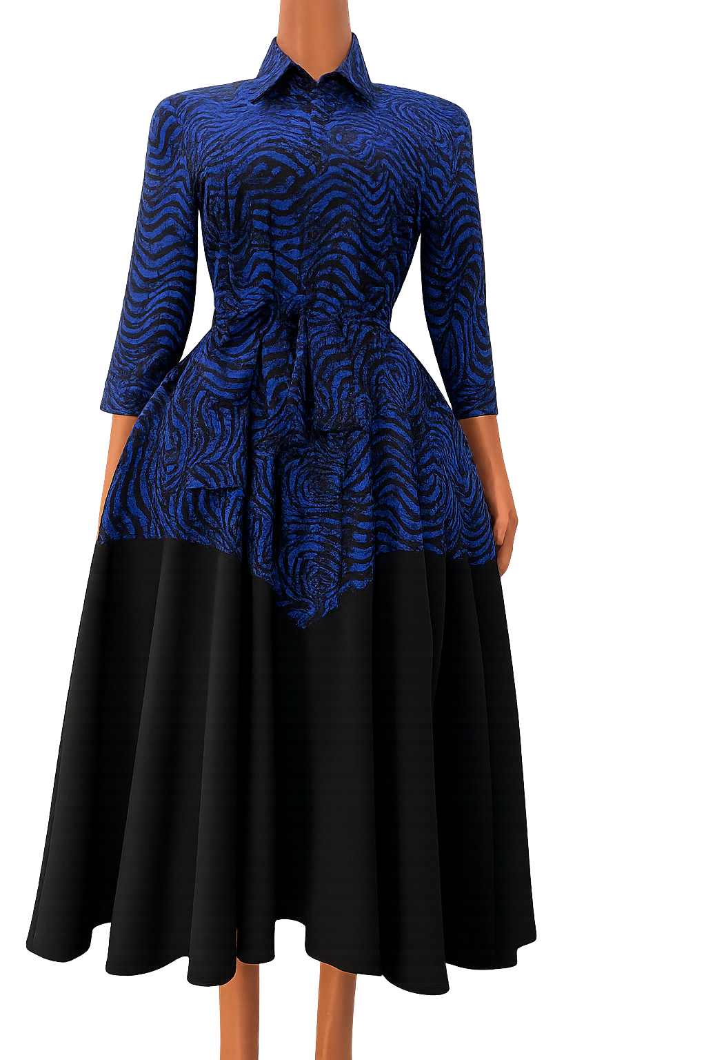 Abby Corporate Flared Dress - Blue