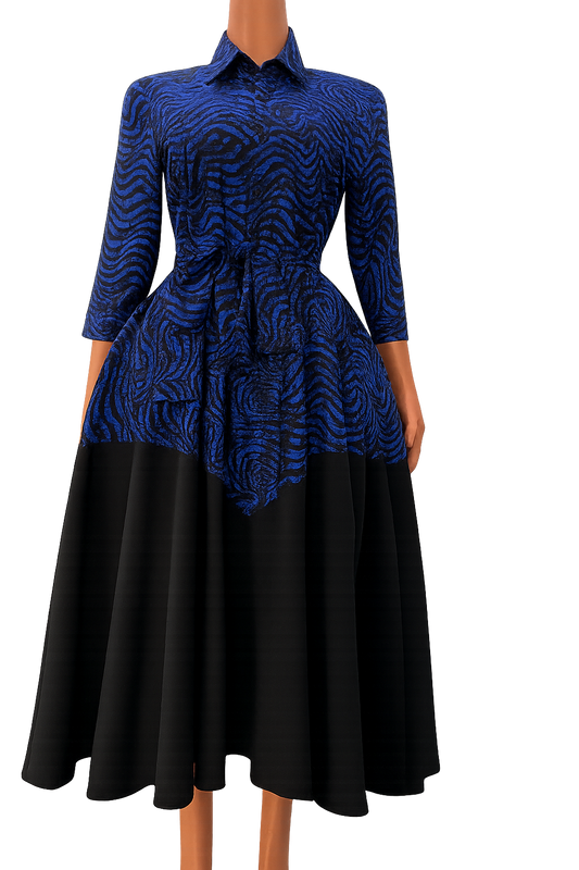 Abby Corporate Flared Dress - Blue