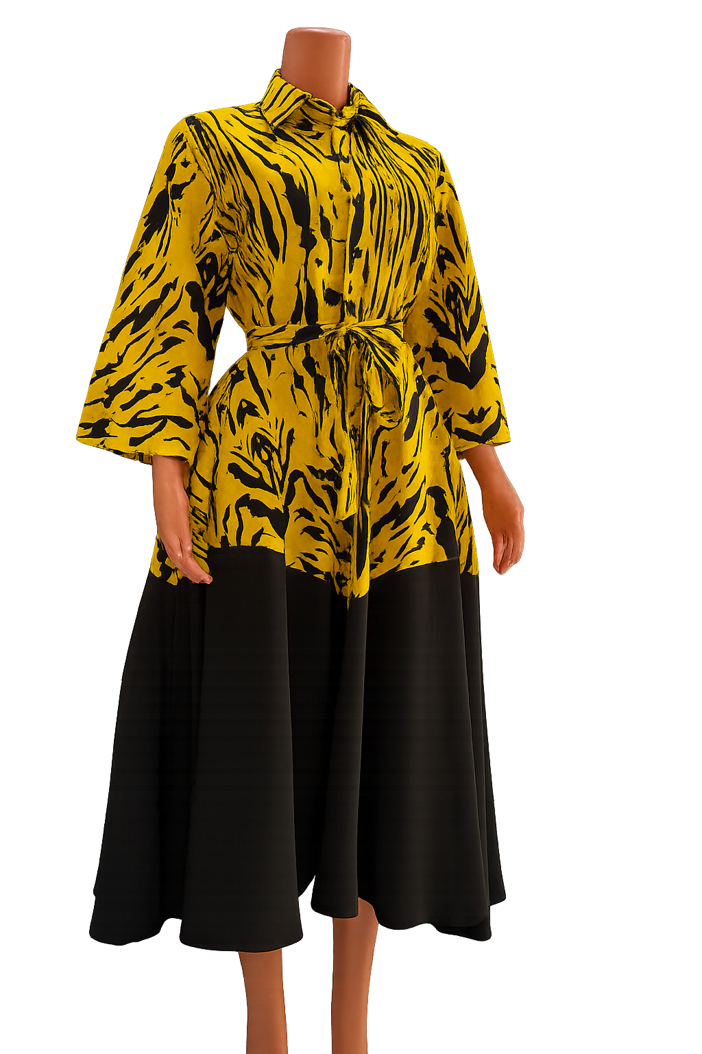 Abby Corporate Flared Dress - Yellow