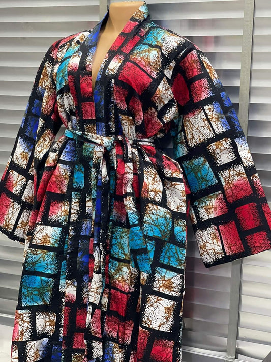 Sally block check kimono dress
