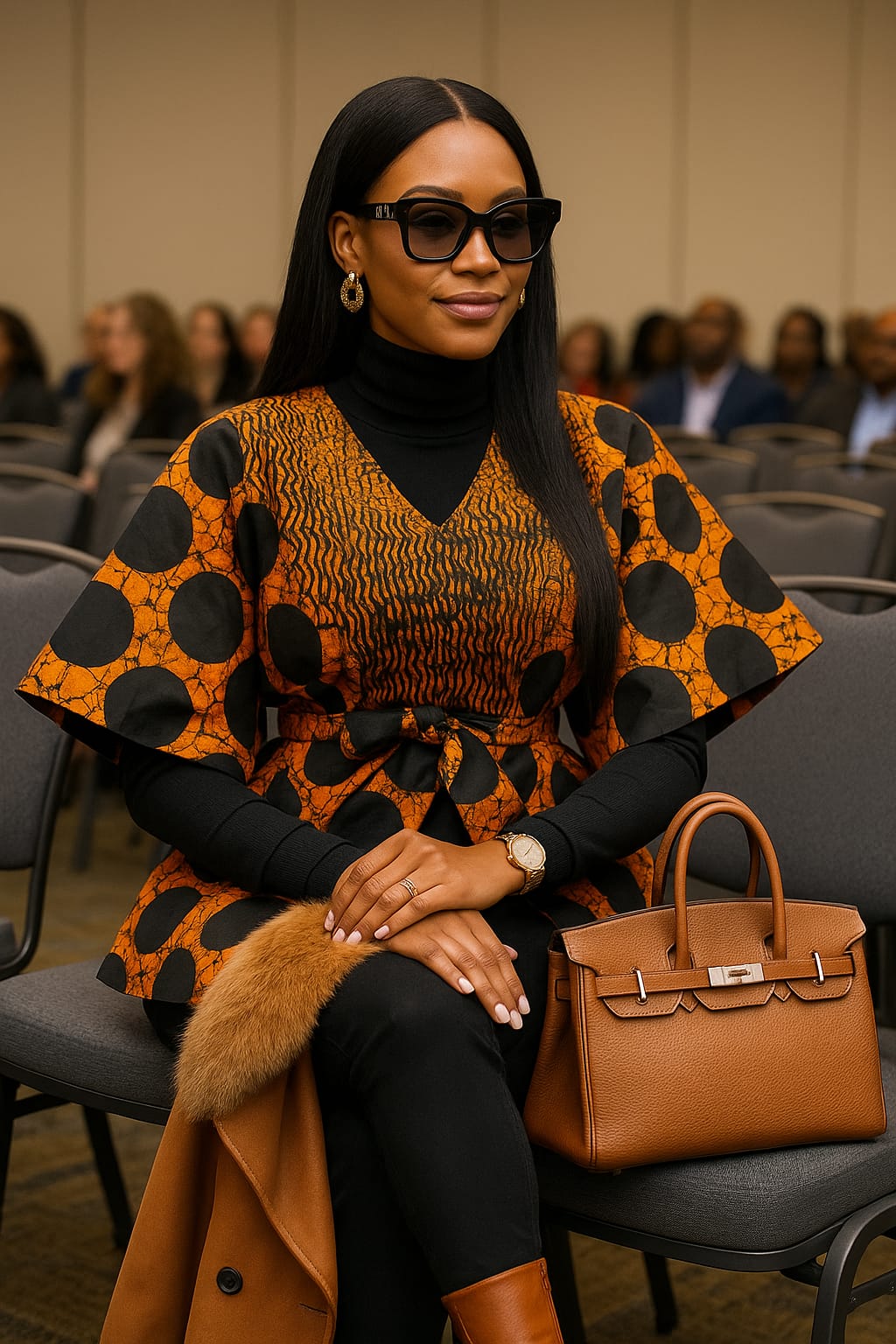 Elysian Luxury Cape Blouse - Orange