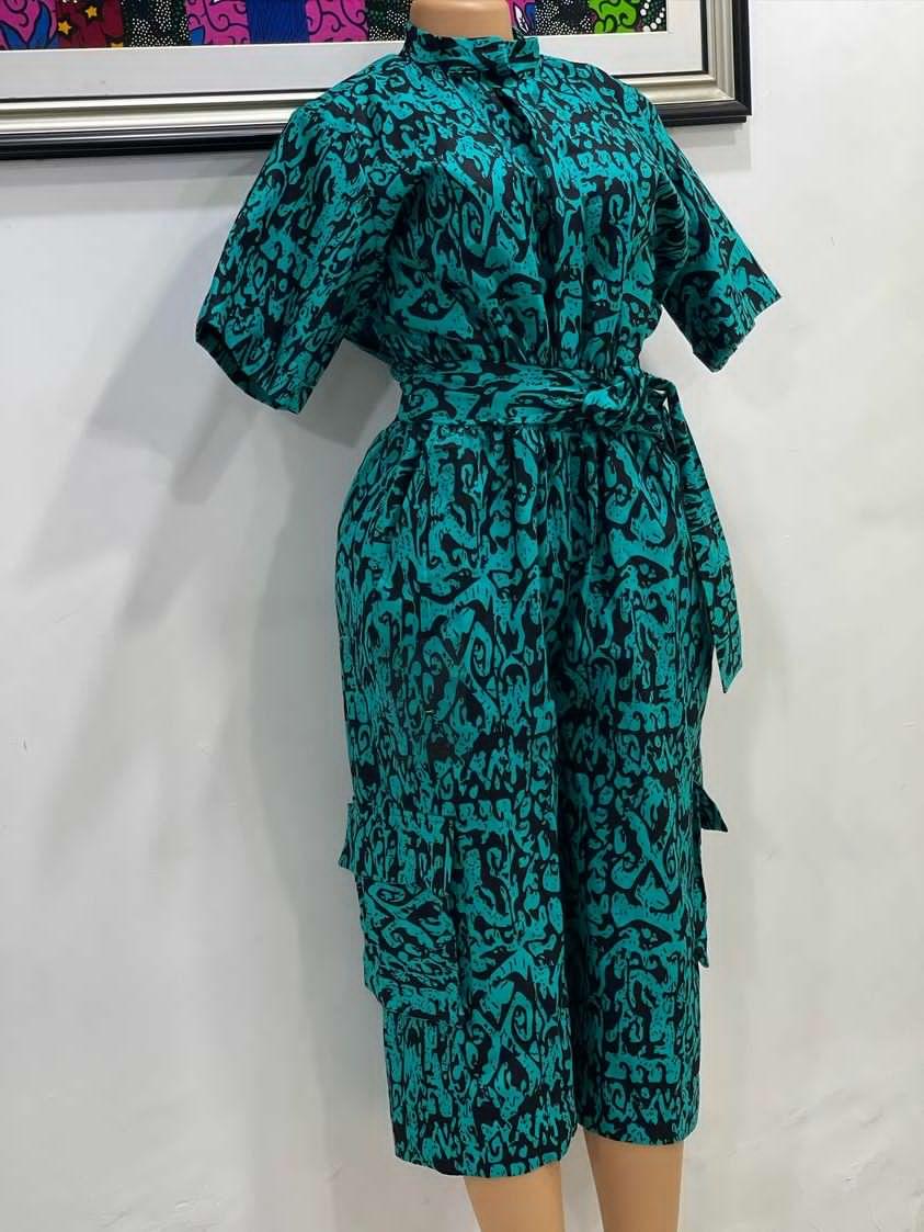 Rich Green Three Quarter Jumpsuit