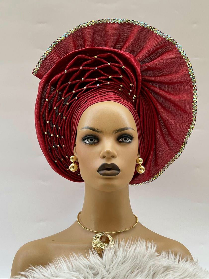 Celebrity stoned red Autogele Headwrap