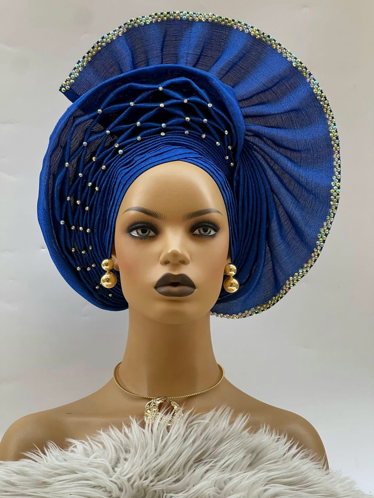 Celebrity Stoned Royal Blue Autogele Headwrap