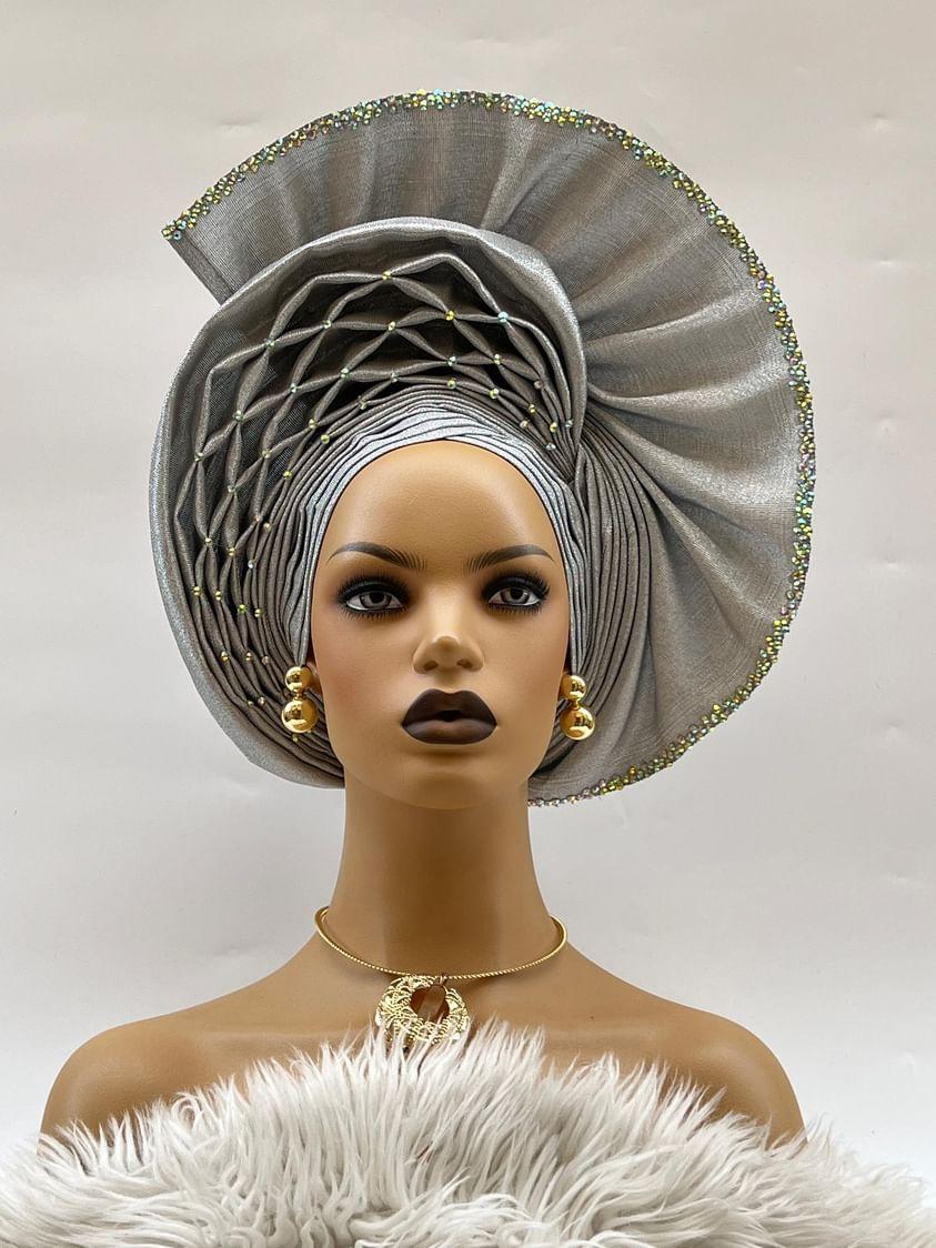 Celebrity Stoned Silver Autogele Headwrap