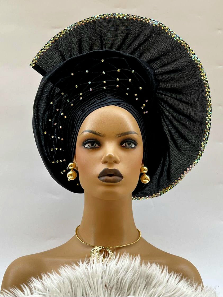 Celebrity Stoned Black Autogele Headwrap