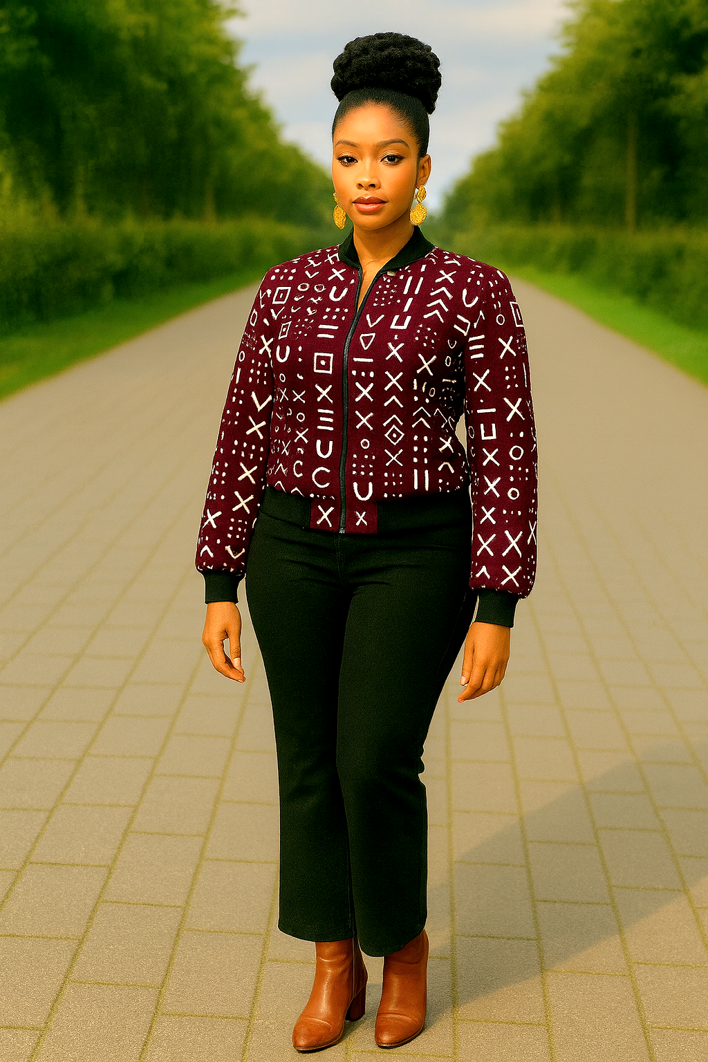 Royalty Unisex Purple and White Tribal Bomber Jacket