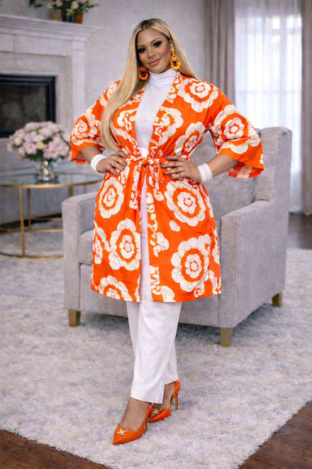 Floramae Dress Kimono Orange