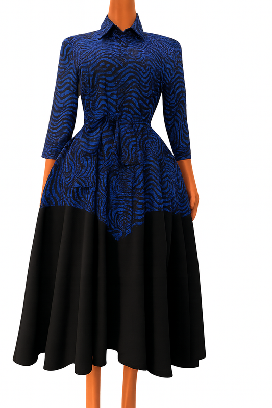 Abby Corporate Flared Dress - Blue