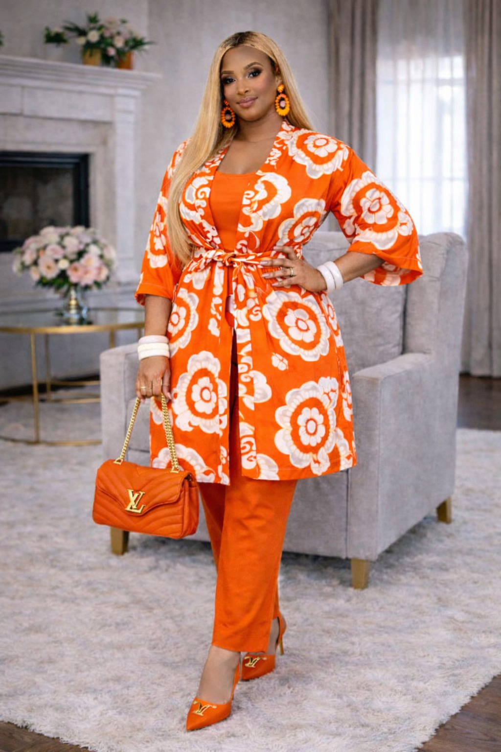 Floramae Dress Kimono Orange