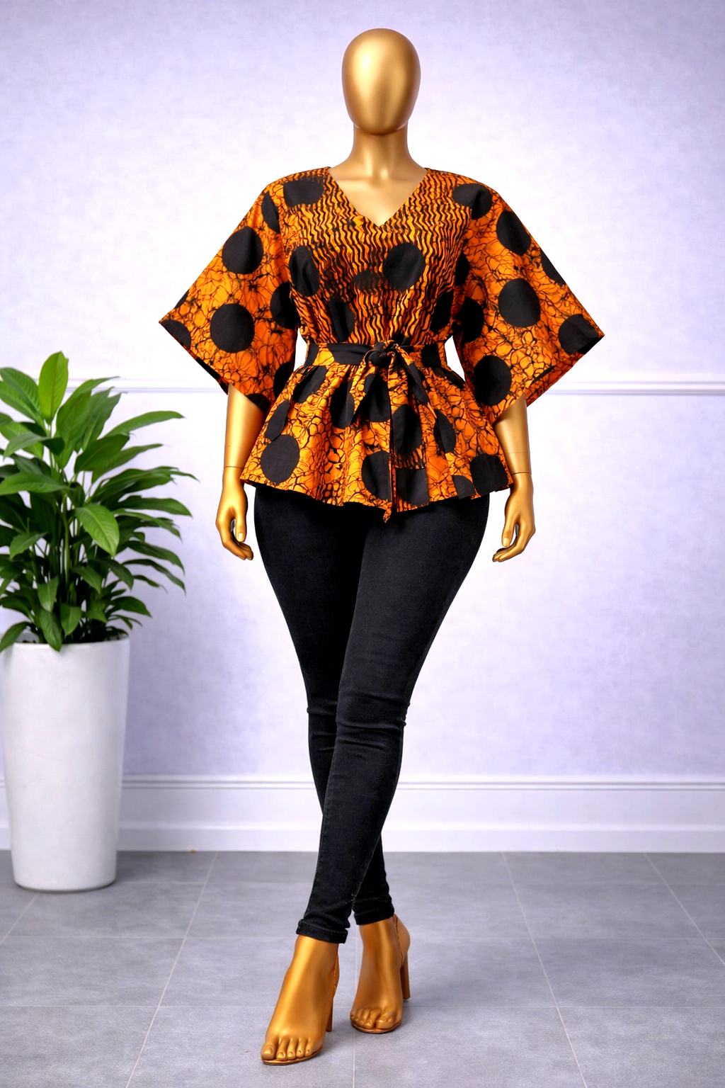 Elysian Luxury Cape Blouse - Orange