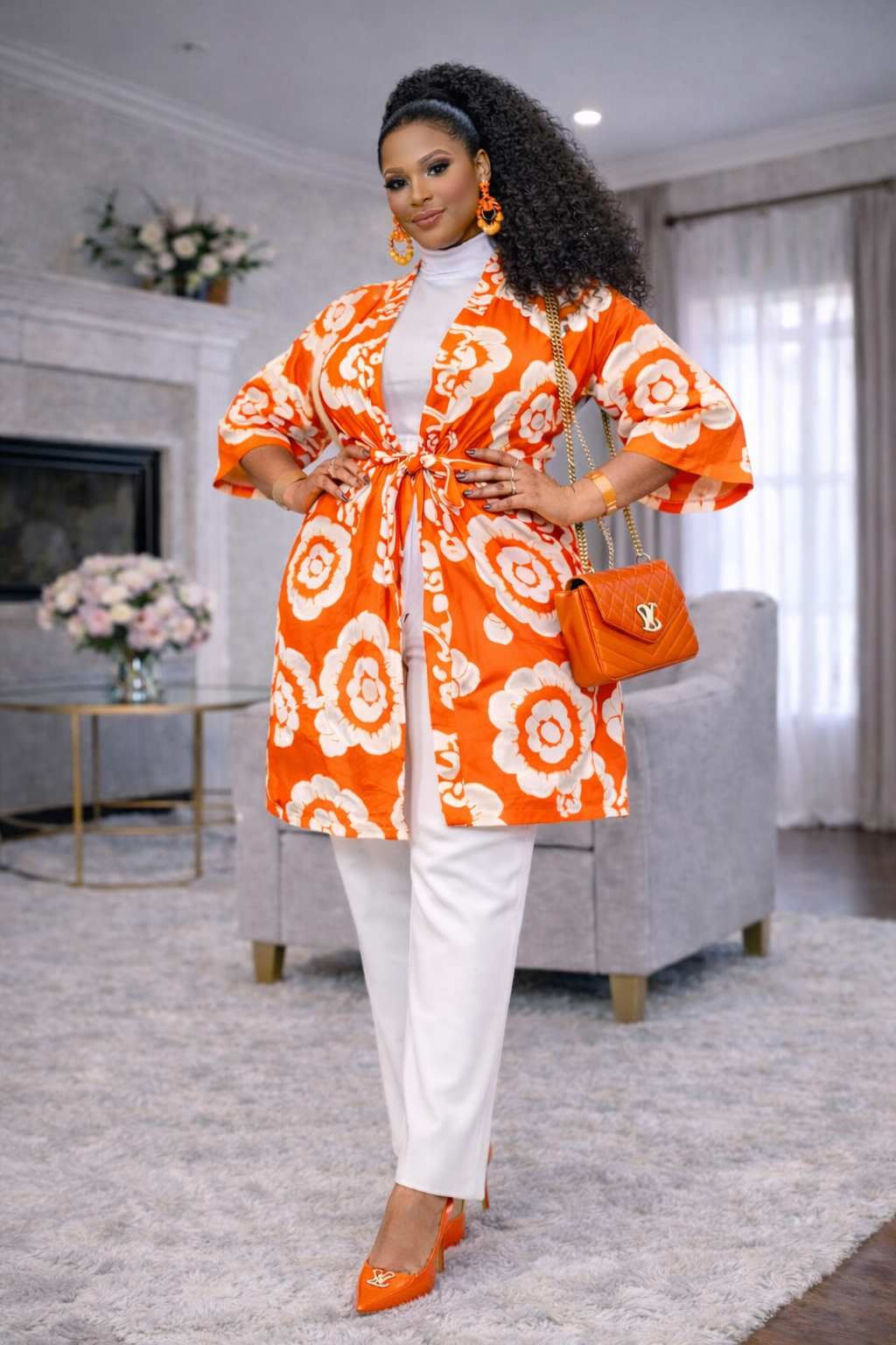 Floramae Dress Kimono Orange
