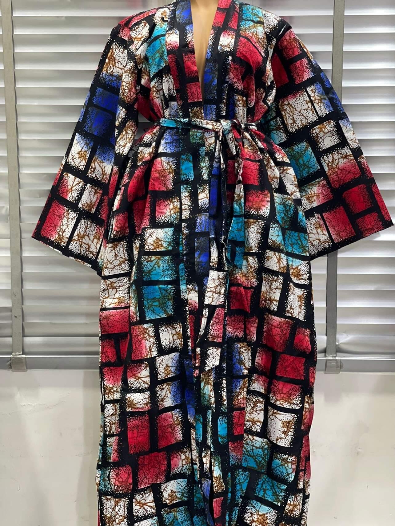 Sally block check kimono dress
